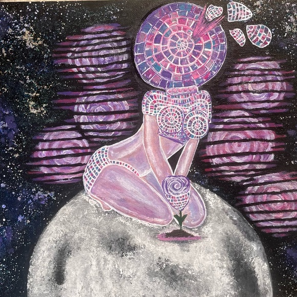 Disco Space Moon Painting